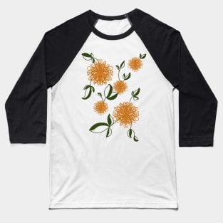 Cozy Vintage Autumn Leaves Thistle Flower Pattern Baseball T-Shirt